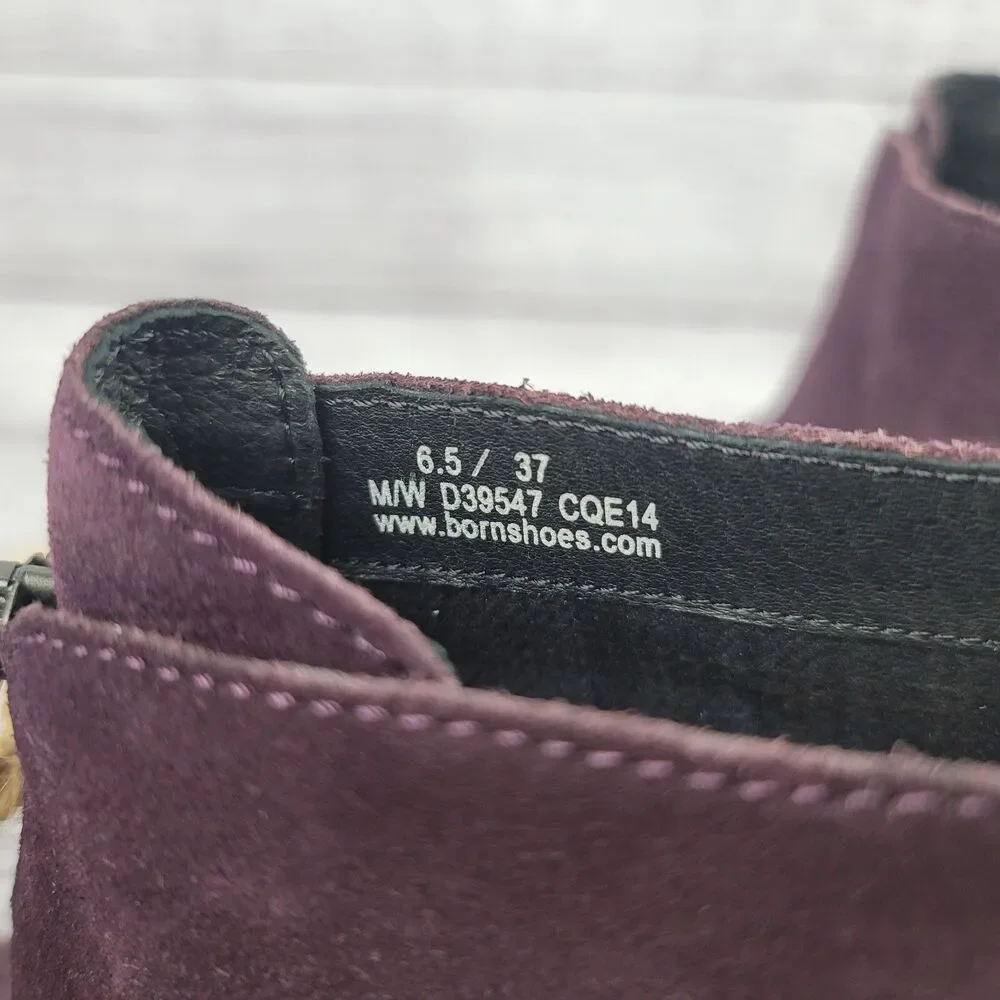 Born Kenley Ankle Boots Heeled Suede Bootie Eggplant Purple Women's Size 6.5 - Picture 5 of 6